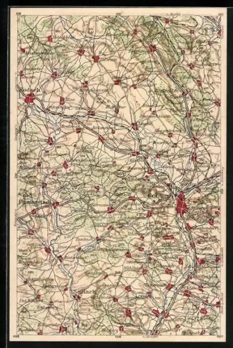 Künstler-AK Coburg, Landkarte mit Rodach, Ummerstadt und Tambach
