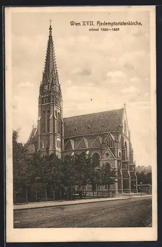 AK Wien, Redemptoristenkirche mit Strasse, Anlasskarte Eucharistischer Kongress 1912