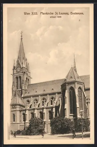 AK Wien, Breitensee, Partie an der Pfarrkirche St. Laurenz