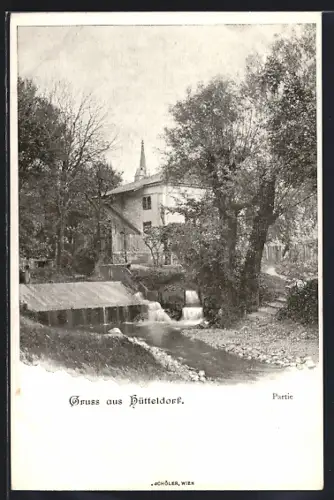AK Wien-Hütteldorf, Ortspartie am Wehr