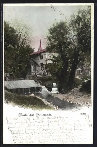 AK Wien, Hütteldorf, Bachpartie mit Wehr