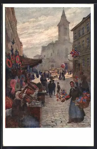 Künstler-AK Hans Götzinger: Wien, Kalvarienberggasse