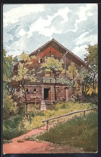 Künstler-AK Pramet /Innkreis, Grosspiesenham, Stelzhamers Geburtshaus