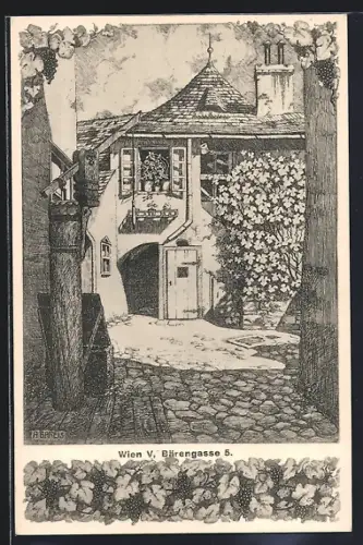 Künstler-AK Wien, Blick in die Bärengasse 5