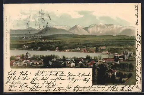 AK Velden am Wörthersee, Totalansicht mit Alpenpanorama