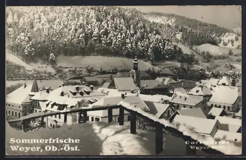 AK Weyer /O.-Ö., Totalansicht im Winter aus der Vogelschau
