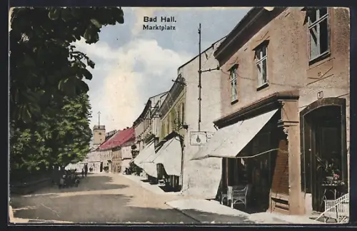 AK Bad Hall, Marktplatz mit Ladengeschäften