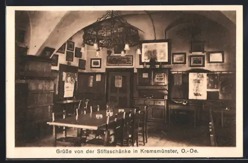 AK Kremsmünster, Gasthaus Stiftsschänke, Innenansicht