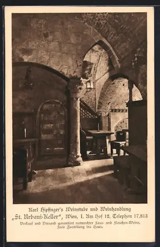 AK Wien, Karl Hipfinger`s Weinstube und Gasthaus St. Urbani-Keller, Am Hof 12