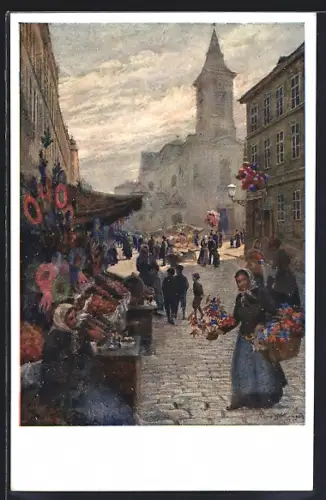 Künstler-AK Hans Götzinger: Wien, Kalvarienberggasse