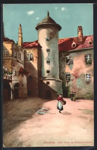 Künstler-AK Gmünd /N.-Oe., Alter Turm im Schloss