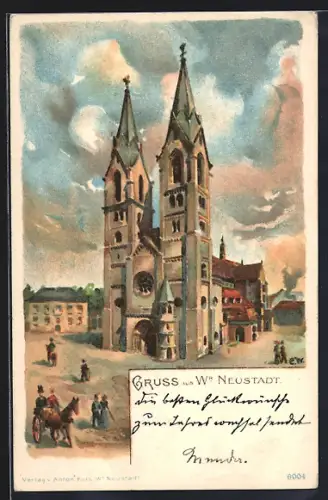 Künstler-AK Wiener Neustadt, Pfarr-Türme