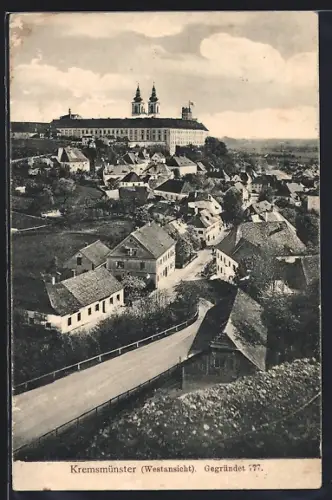AK Kremsmünster, Westansicht mit dem Benediktinerstift