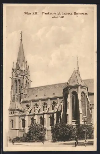 AK Wien, Breitensee, Partie an der Pfarrkirche St. Laurenz