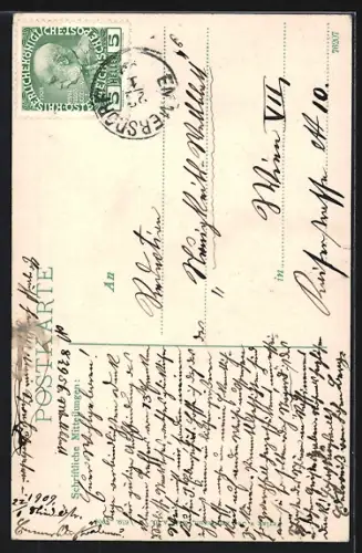 AK Melk a. D., Uferpartie mit Kirche