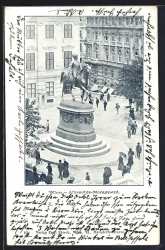 AK Wien, Albrechtsplatz mit dem Albrechts-Monument