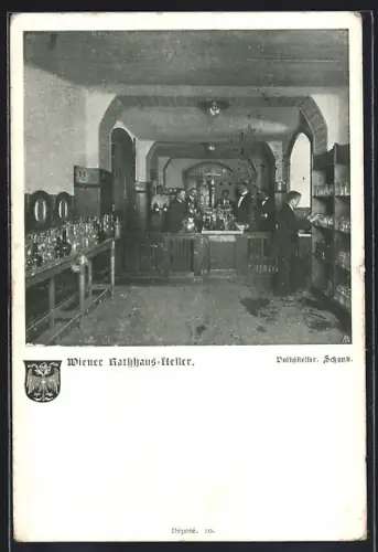 AK Wien, Gasthaus Rathaus-Keller, Innenansicht