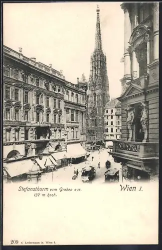 AK Wien, Stefansdom vom Graben aus