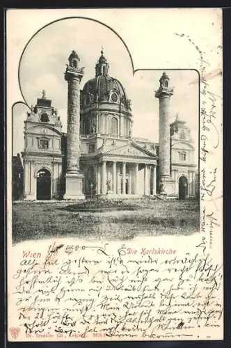 AK Wien, Karlskirche mit Säulen