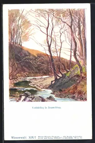 Künstler-AK Philipp + Kramer Nr. XIX / 7: Neuwaldegg, Vorfrühling in Neuwaldegg
