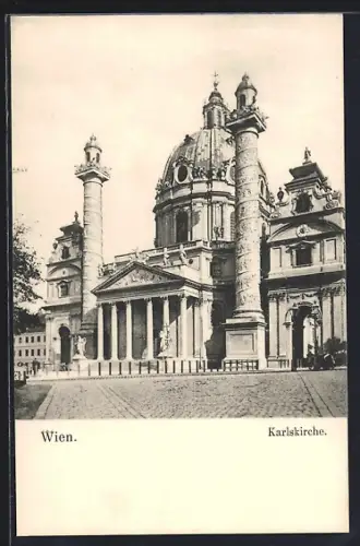 AK Wien, Karlskirche mit Platz