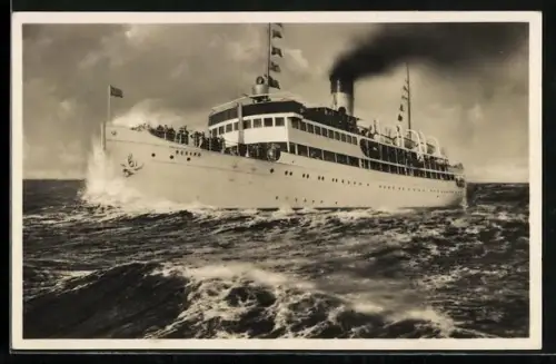 AK Passagierschiff S. S. Rugard in der stürmischen Ostsee