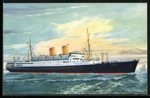 AK MS Berlin auf hoher See, Norddeutscher Lloyd, Passagierschiff