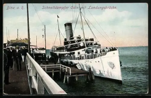 AK Sellin, Schnelldampfer Odin mit Landungsbrücke, Passagierschiff