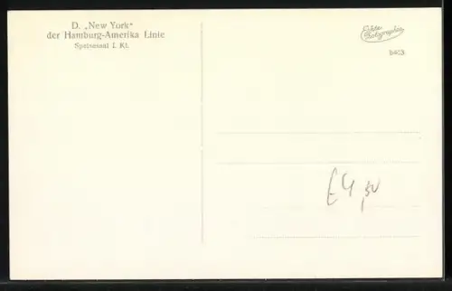 AK Passagierschiff New York, Blick in den Speisesaal 1. Kl.