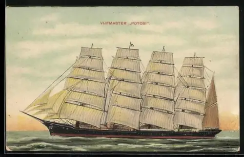 AK Segelschiff Potosi unter vollen Segeln
