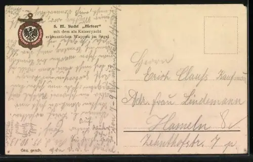 AK SM Yact Meteor in Fahrt