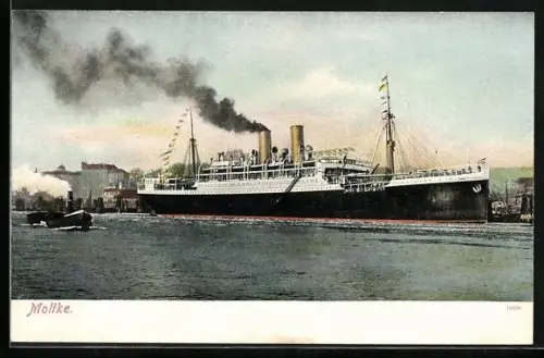 AK Dampfschiff Moltke im Hafen liegend, Passagierschiff