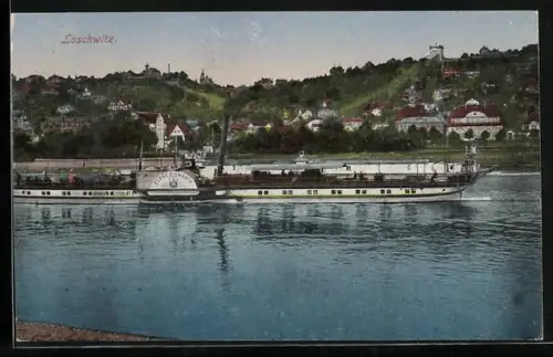 AK Loschwitz, Dampfer Fürst Bismarck auf der Elbe