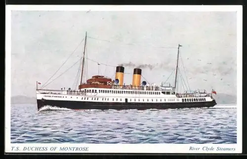 Künstler-AK Passagierschiff TS Duchess of Montrose auf See