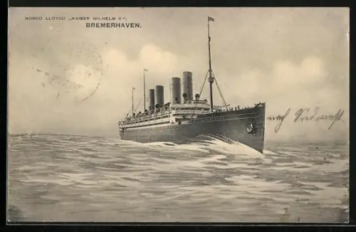 AK Kaiser Wilhelm II. des Norddeutschen Lloyd, Passagierschiff