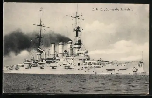 AK Kriegsschiff SMS Schleswig-Holstein auf See