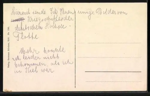 AK Kriegsschiff SMS Schleswig-Holstein auf See