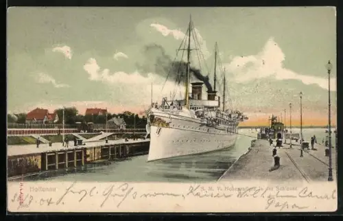 AK Holtenau, SMY Hohenzollern in der Schleuse