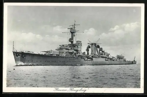 AK Der Kreuzer Königsberg auf hoher See, Kriegsmarine