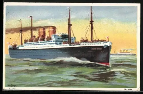 Künstler-AK Passagierschiff Albert Ballin in voller Fahrt