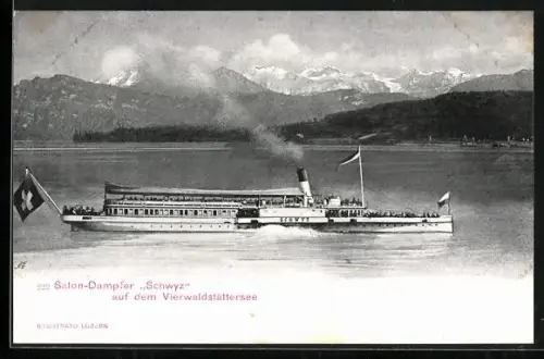 AK Salondampfer Schwyz auf dem Vierwaldstättersee