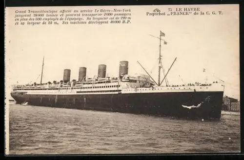 AK Passagierschiff France vor Anker