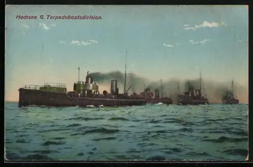 AK Hochsee G. Torpedodivision in Fahrt, Kriegsschiff
