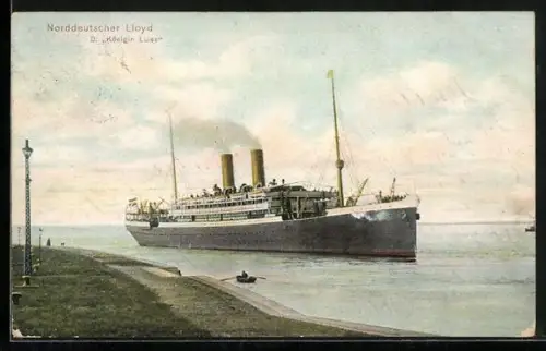 AK Reichspostdampfer Königin Luise, Nordd. Lloyd Bremen, Passagierschiff