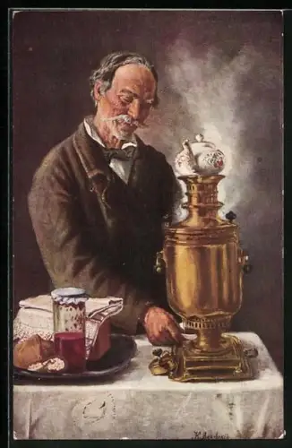 Künstler-AK Lyon, Exposition Internationale de Lyon, Section Russe, Thé Russe