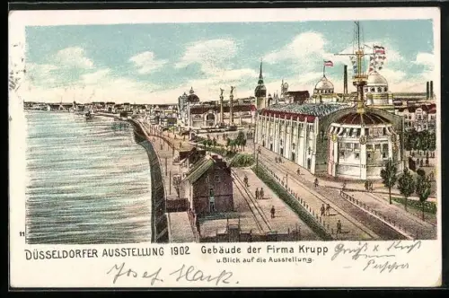 AK Düsseldorf, Düsseldorfer Ausstellung 1902, Gebäude der Firma Krupp
