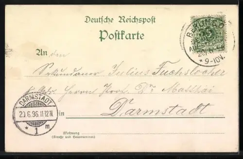 Lithographie Berlin, Gewerbe-Ausstellung 1896, Hauptansicht von Alt-Berlin, Rathaus mit der Gerichtslaube