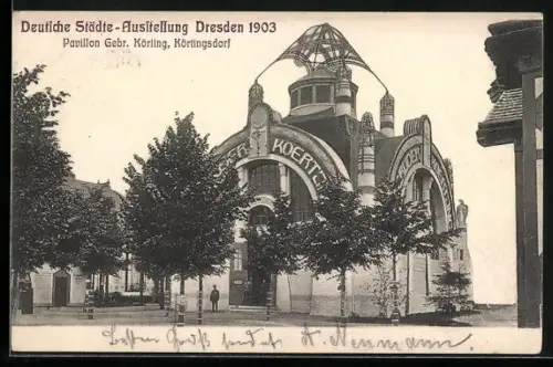 AK Dresden, Deutsche Städte-Ausstellung 1903, Pavillon Gebr. Körling, Körtlingsdorf