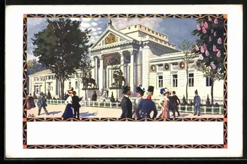 AK Wien, Internationale Jagd-Ausstellung 1910, Partie vor dem Reichshaus