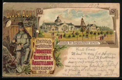 Lithographie Düsseldorf, Rheinisch-westfälische Industrie- und Gewerbe-Ausstellung 1902, Glück-Auf!